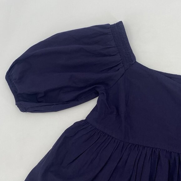 Free People Veronica Sweetheart Top Puff Sleeve top Size XS Navy Blue - Picture 7 of 12